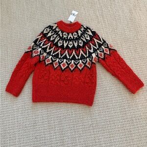 Zara orange and black fair isle patterned sweater